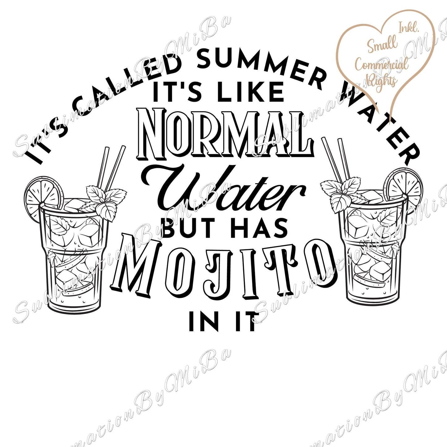 Funny Summer Sublimation design, tumbler Design PNG, It's called Summer Water, Mojito design, Drinks Sublimation Design