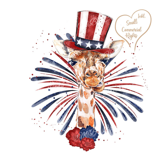 4th of July Giraffe Sublimation Design PNG, Cool America Sublimation Designs Download, Cool Giraffe Sublimation Design, Gender Neutral PNG