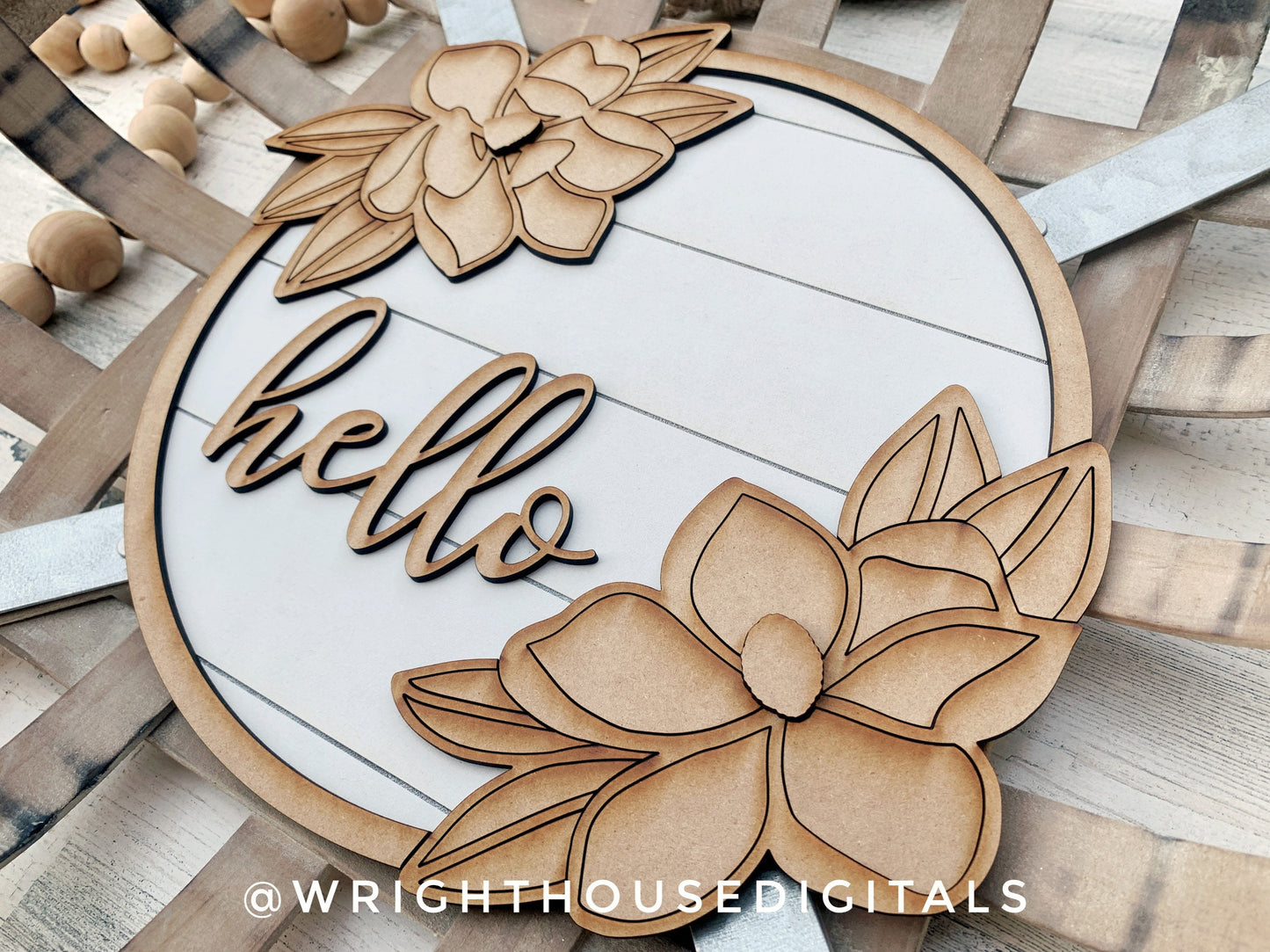 Southern Magnolia Overhanging Floral Sign Bundle - Seasonal Sign Making and DIY Kits - Cut File For Glowforge Lasers - Digital SVG File