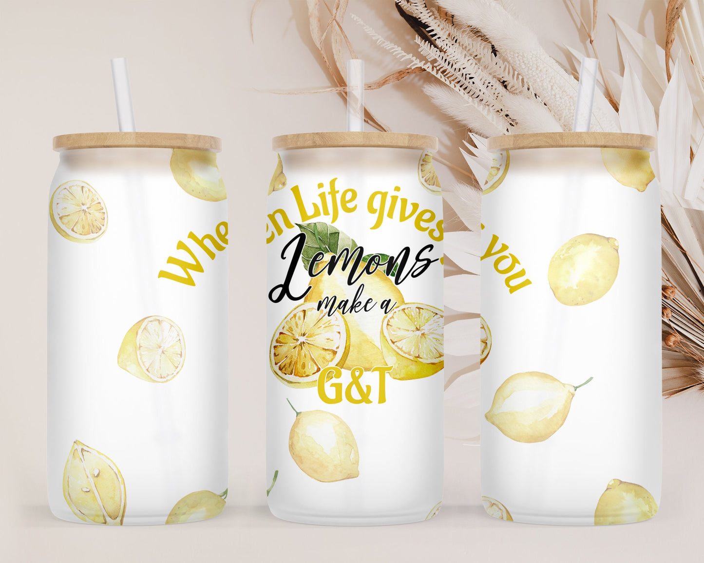 Funny Summer lemon Sublimation design, tumbler Design PNG, When life gives you lemon make Gin and Tonic, Drinks Sublimation Design