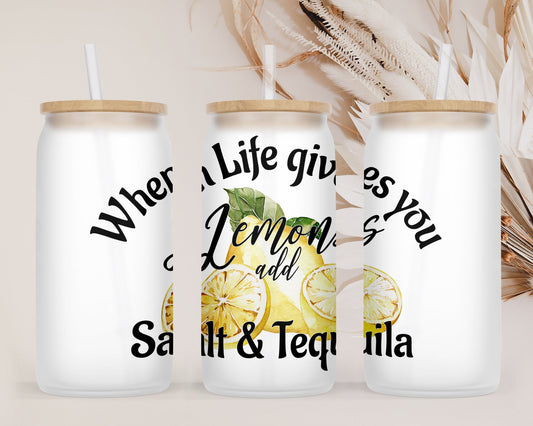 Lemon Summer tumbler Sublimation design, tumbler Design PNG, If life gives you lemon add salt & Tequila, Drinks 20oz Sublimation Design