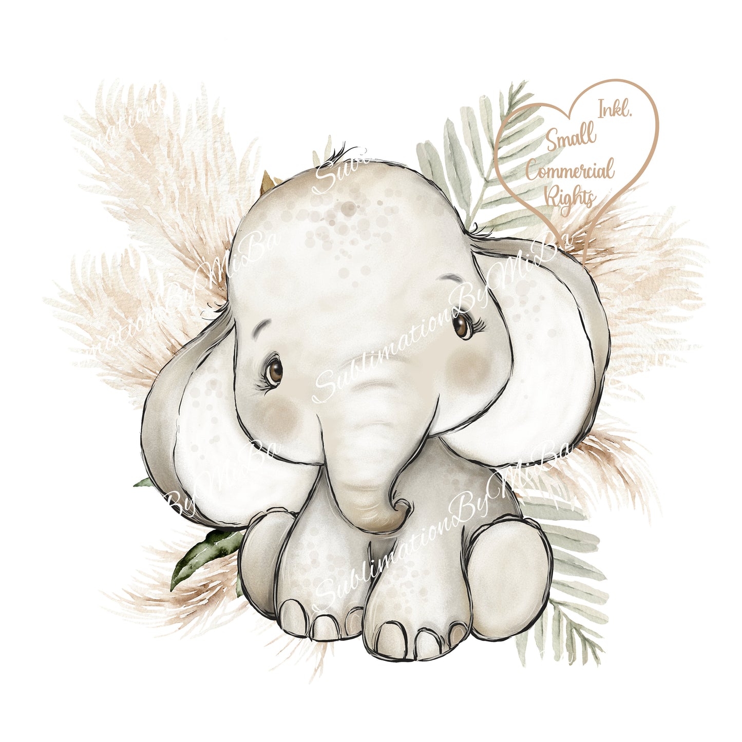 Woodland Elephant Sublimation Design PNG, Toddler Sublimation Design Download, Elephant Design for kids,  inkluding Commercial License