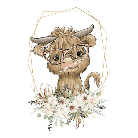 Heifer Sublimation Design PNG, Cutel Buffalo Sublimation Design Download, Highland Cow Sublimation Design, Gender Neutral PNG Design