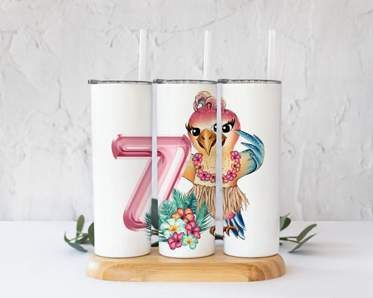 Cute Tropical 7th Birthday Sublimation Design PNG, Cool clipart Sublimation Designs Download, Cutest Aloha Parrot Sublimation Design