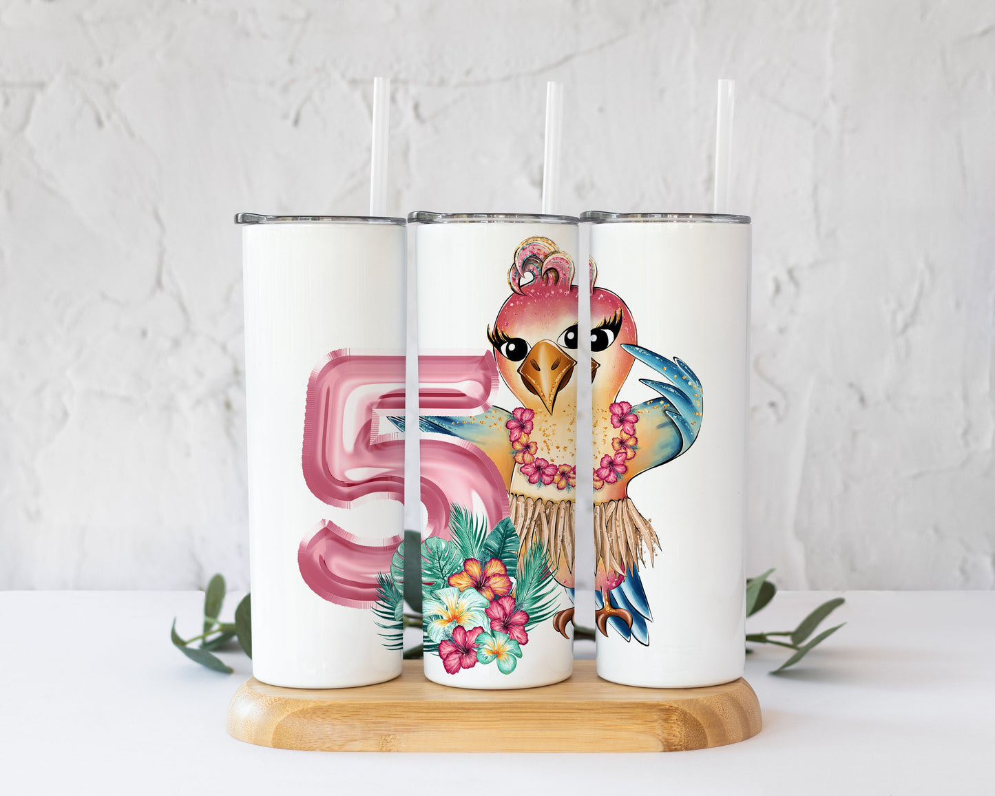 Cute Tropical Fifth Birthday Sublimation Design PNG, Cool clipart Sublimation Designs Download, Cutest Aloha Parrot Sublimation Design