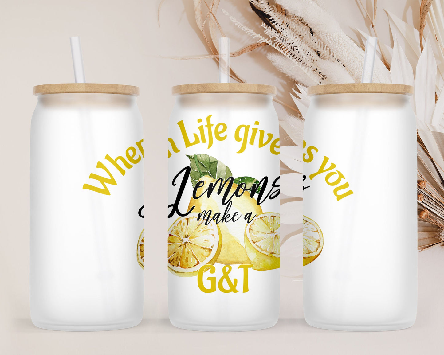 Funny Summer lemon Sublimation design, tumbler Design PNG, When life gives you lemon make Gin & Tonic, Drinks Sublimation Design