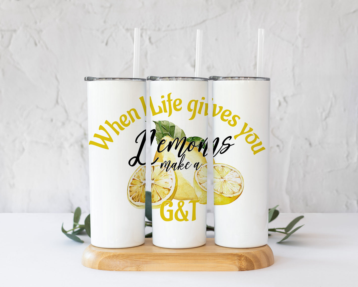 Funny Summer lemon Sublimation design, tumbler Design PNG, When life gives you lemon make Gin & Tonic, Drinks Sublimation Design