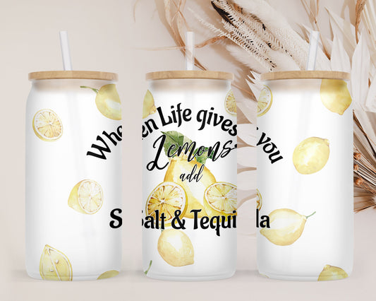 Funny Summer lemon Sublimation tumbler design, tumbler Design PNG, When life gives you lemon ad salt and tequila, 20 oz Drinks Sublimation