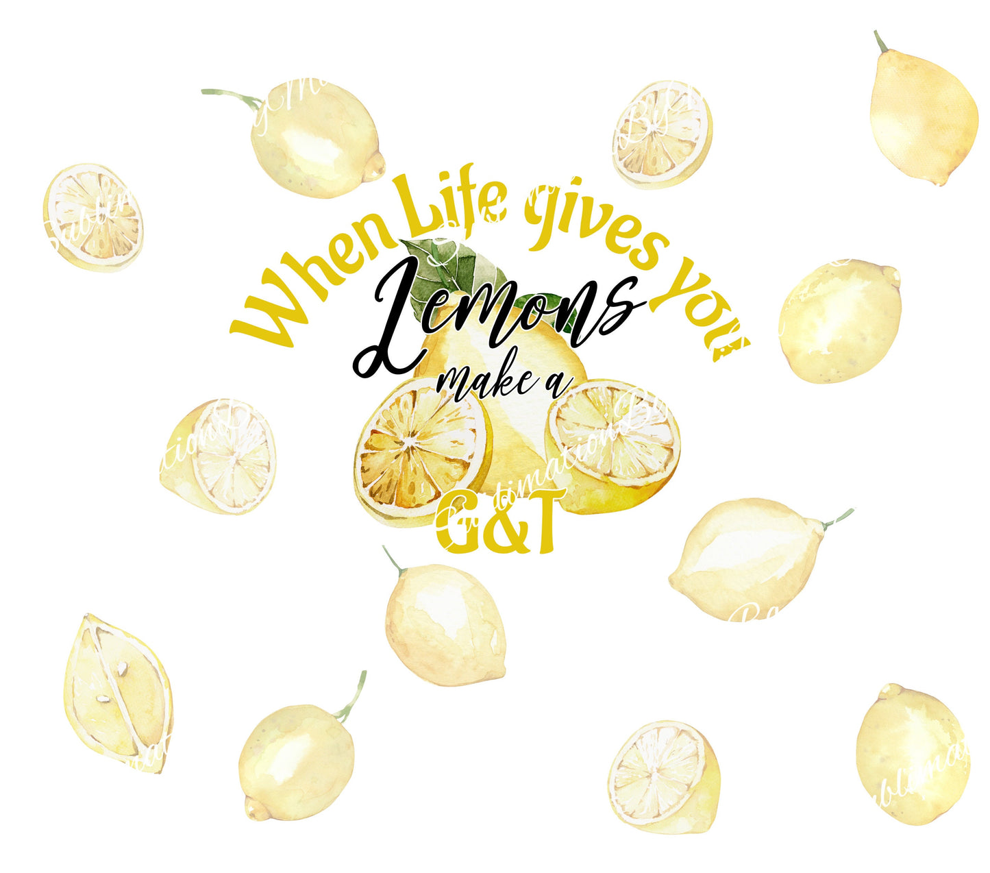Funny Summer lemon Sublimation design, tumbler Design PNG, When life gives you lemon make Gin and Tonic, Drinks Sublimation Design
