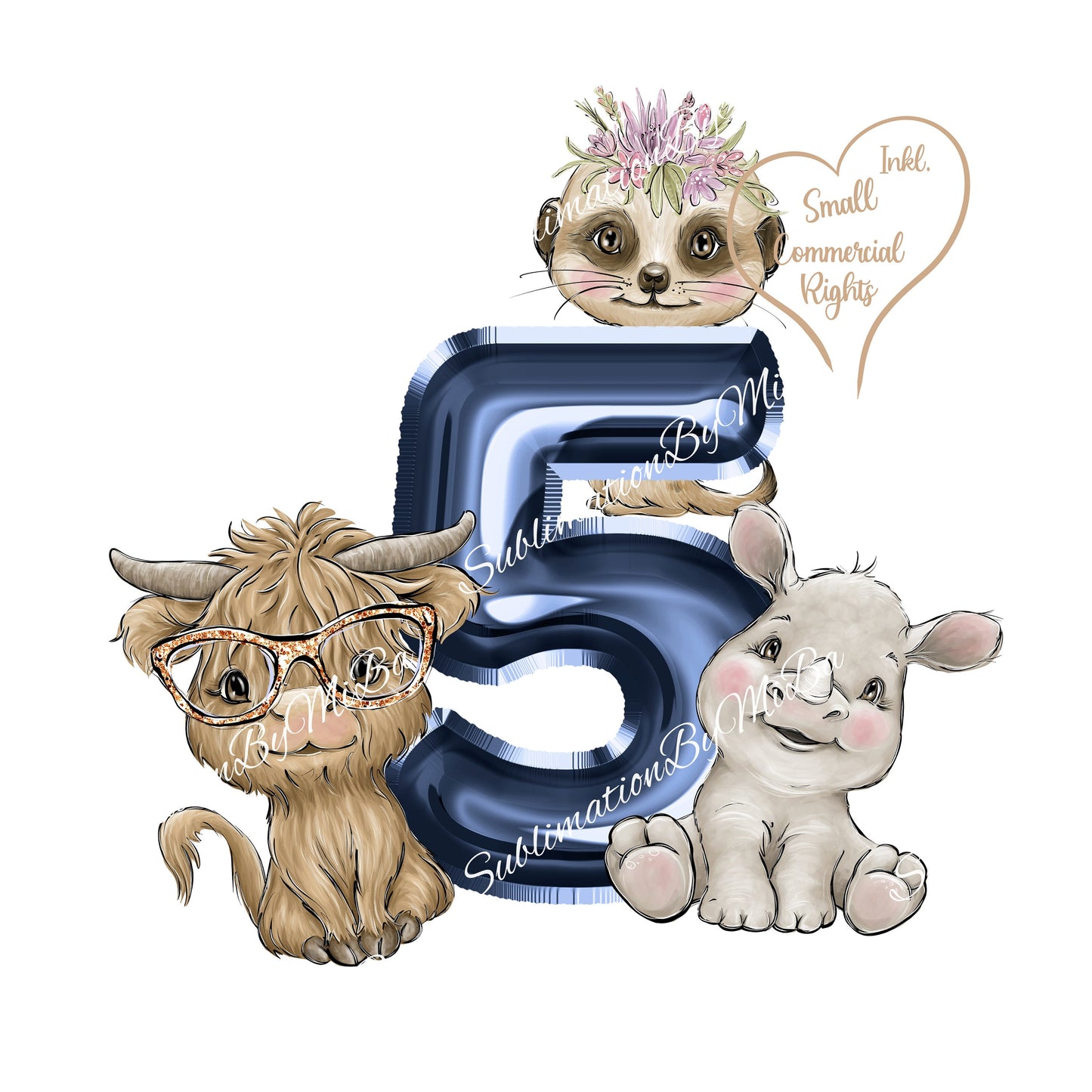 Cute Wild Five Birthday Sublimation Design PNG, Cool clipart Sublimation Designs Download, Cutest African Animal Sublimation Design