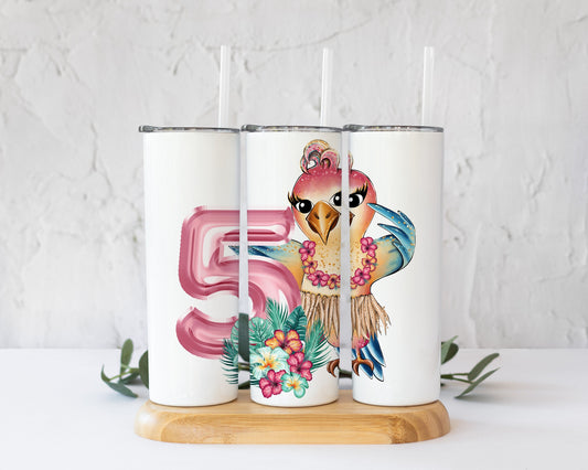 Cute Tropical Parrot Birthday Sublimation Design PNG, 5th Birthday Animal Sublimation Designs Download, Adorable Sublimation Design