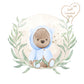 Baby Bear Sublimation Design PNG, Blue and Green toddler Sublimation Designs Downloads, Teddy Bear Design, Baby Announcement Sublimation