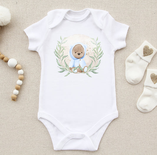 Baby Bear Sublimation Design PNG, Greenery Toddler Sublimation Design Download, Teddy Bear Design for kids, Baby Announcement Sublimation