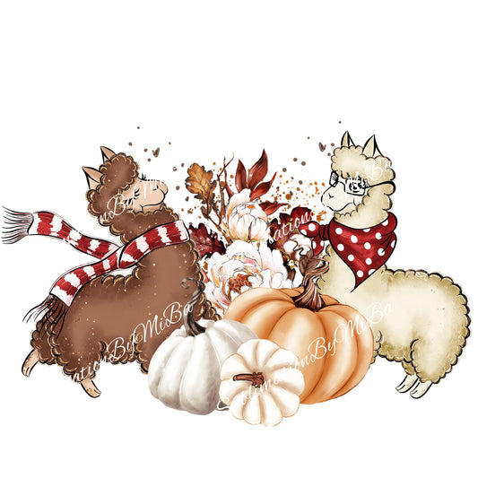 Fall Llama Sublimation Design PNG, Pumpkin Animal Sublimation Designs Download, Automn Alpaca Sublimation Design, Cutest baby Pumkin Llama