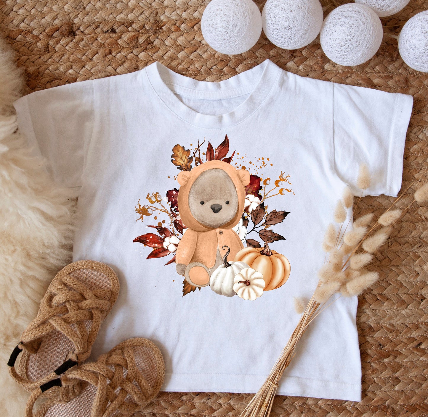 Baby Bear Sublimation Design PNG, Boho Fall toddler Sublimation Design Download, Teddy Bear Design for kids, Baby Announcement Sublimation
