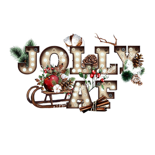 Merry Christmas PNG Sublimation Design, Jolly AF Holiday Sublimation Designs, Christmas Light letters Sublimation design