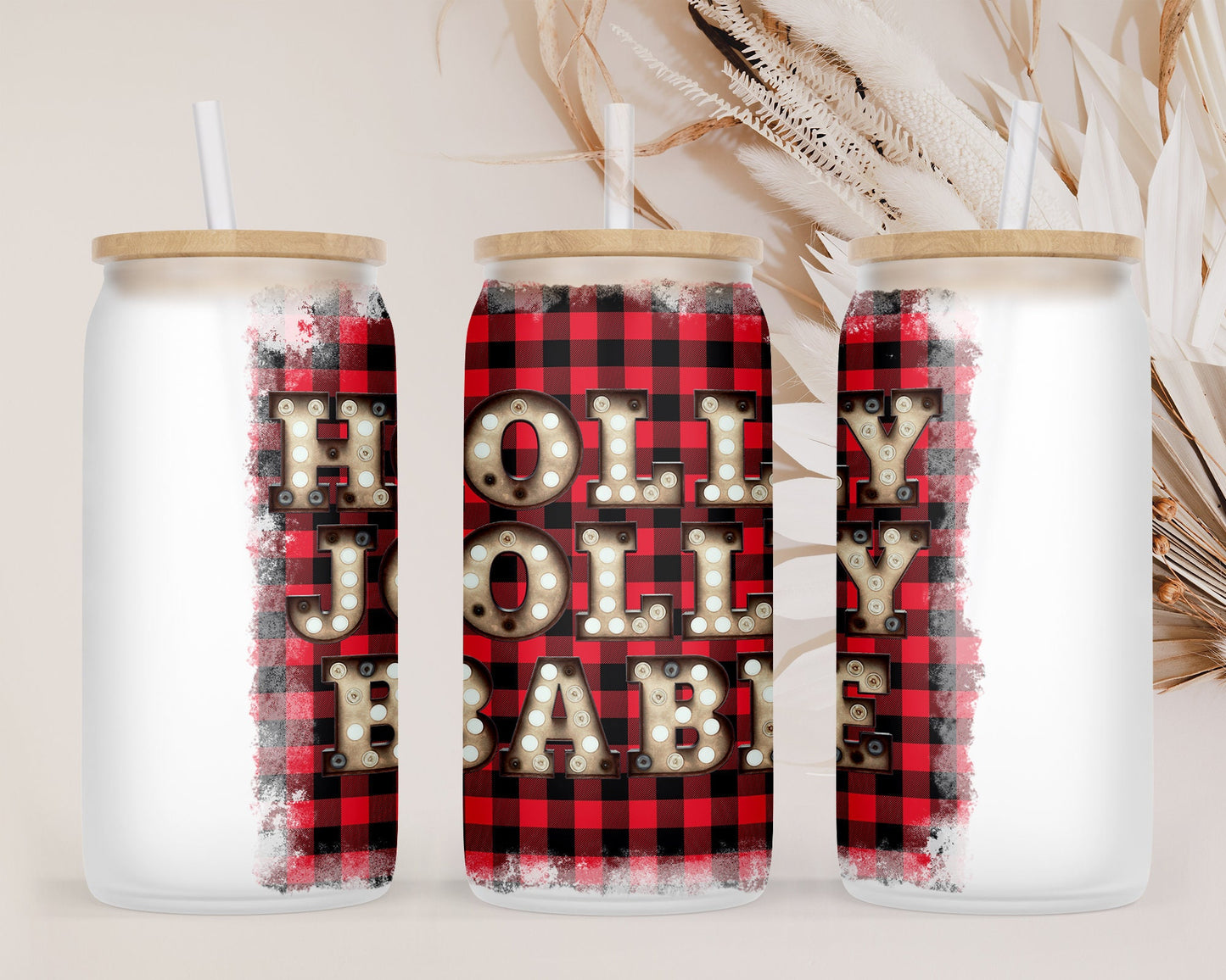 Plaid Merry Christmas PNG Sublimation Design, Holly Jolly Babe Holiday Sublimation Designs, Christmas Light letters Sublimation design