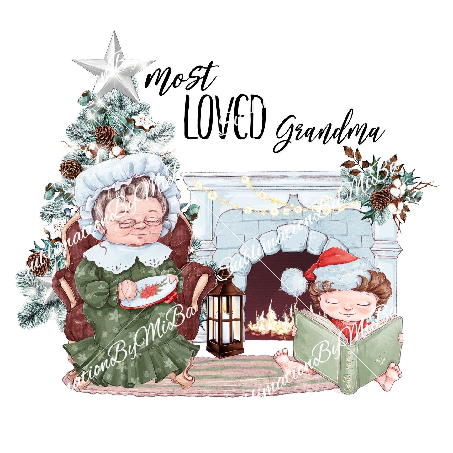 Grandma Christmas Sublimation Ornament Design, Sublimation Designs Downloads, Christmas kids gift, Grandmas Holiday Sublimation Design