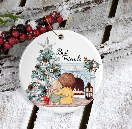 Siblings Christmas Sublimation Ornament Design, Sublimation Designs Downloads, Christmas kids ornament, Best Friends Holiday Sublimation