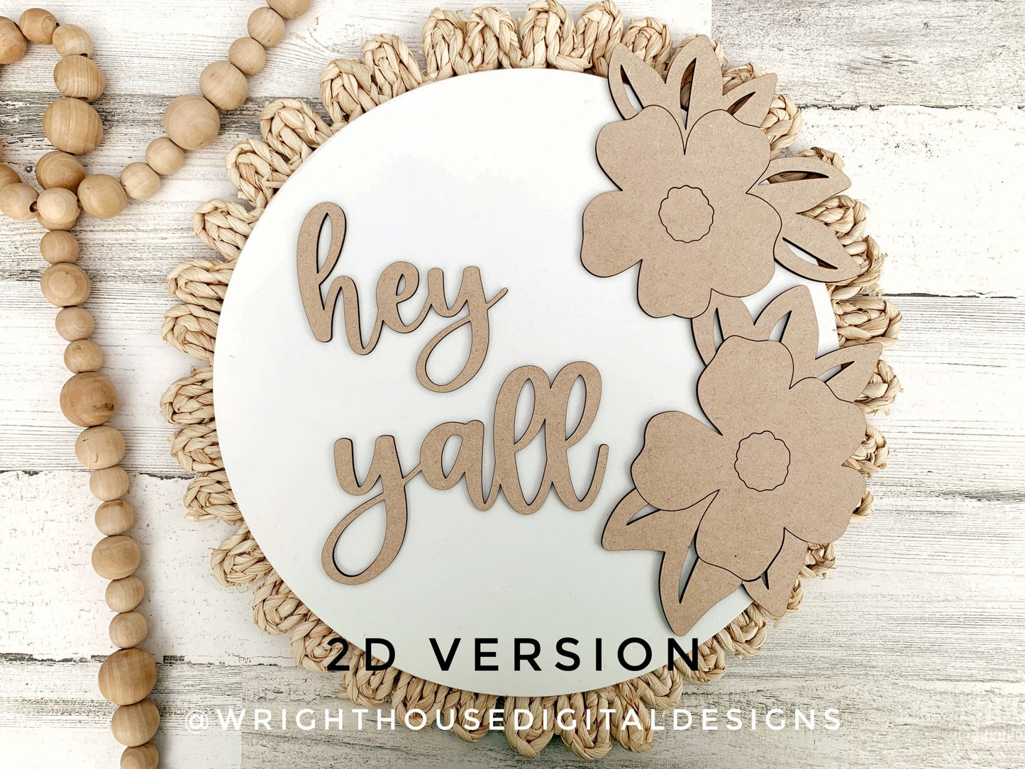 Hey Ya'll Southern Magnolia Blooms Shelf Sitter - Seasonal Floral Sign Making and DIY Kits - Cut File For Glowforge Lasers - Digital SVG File