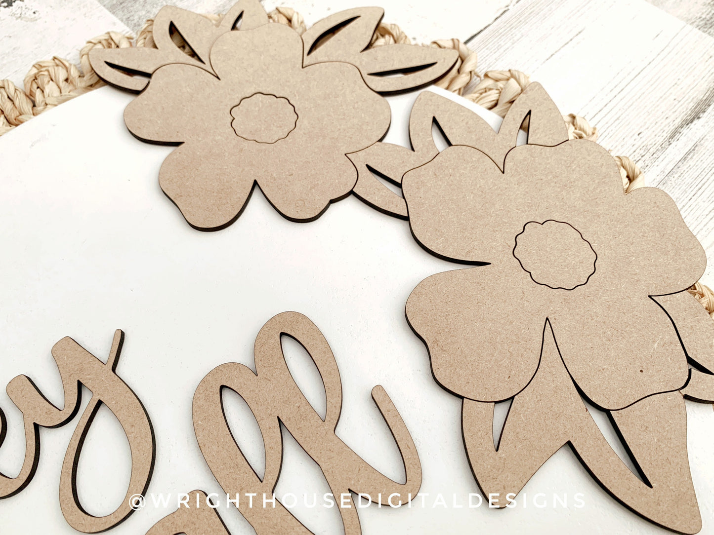 Hey Ya'll Southern Magnolia Blooms Shelf Sitter - Seasonal Floral Sign Making and DIY Kits - Cut File For Glowforge Lasers - Digital SVG File