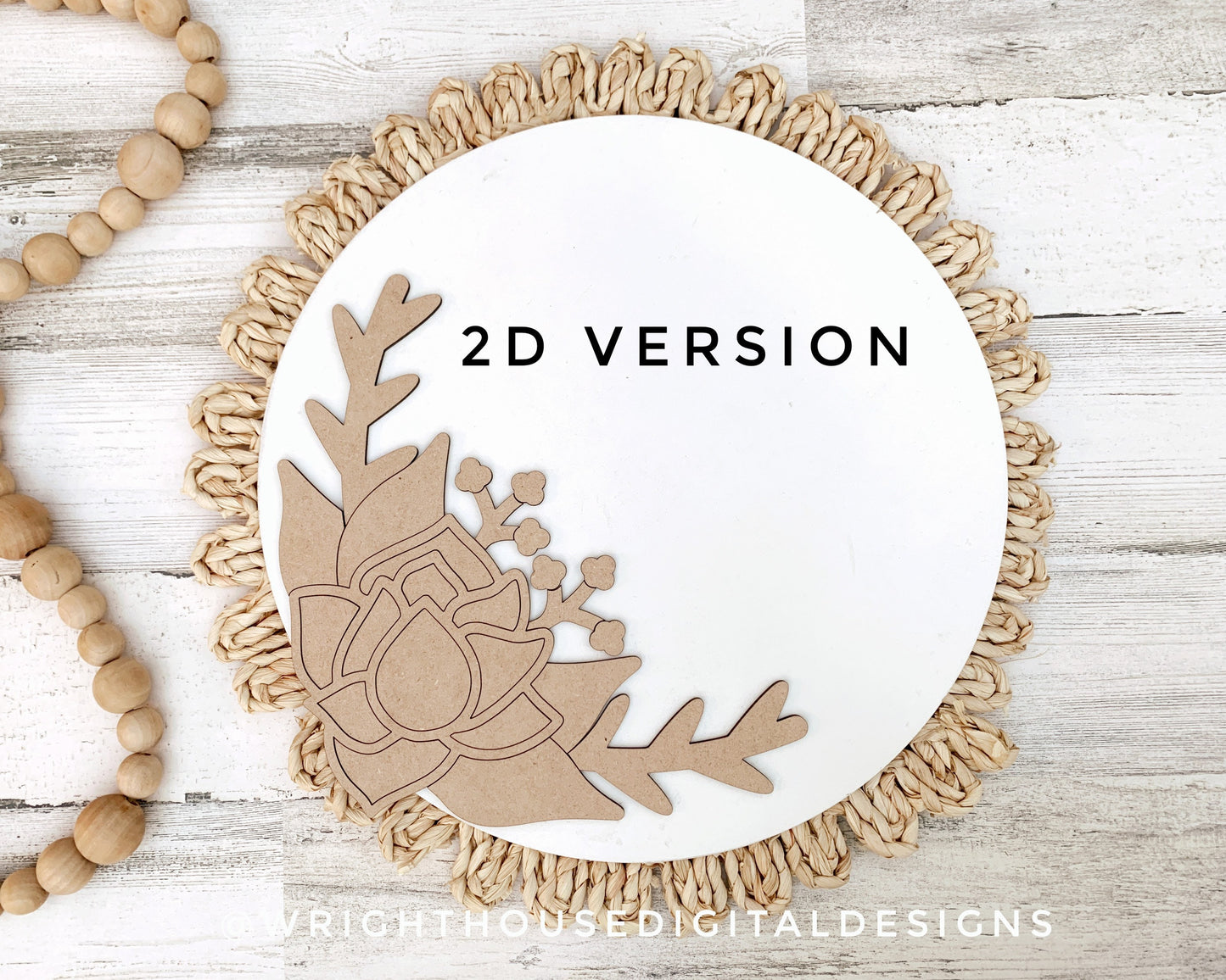 Beauty Rose and Thorns Valentine Door Hanger Round - Floral Sign Making and DIY Kits - Cut File For Glowforge Laser - Digital SVG File