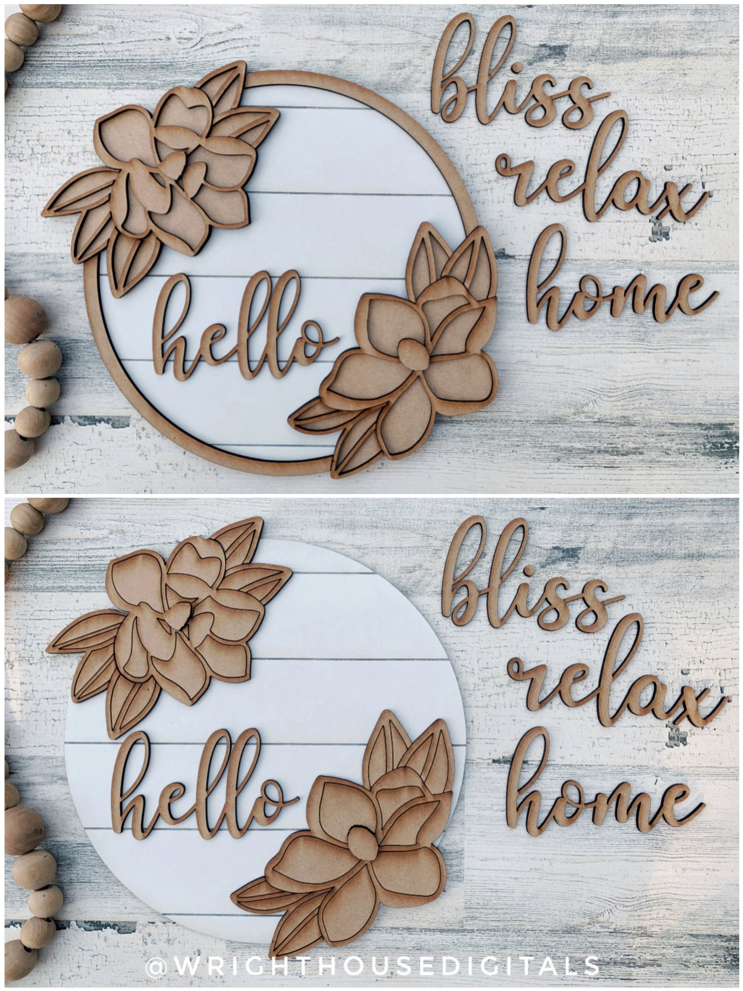 Southern Magnolia Overhanging Floral Sign Bundle - Seasonal Sign Making and DIY Kits - Cut File For Glowforge Lasers - Digital SVG File