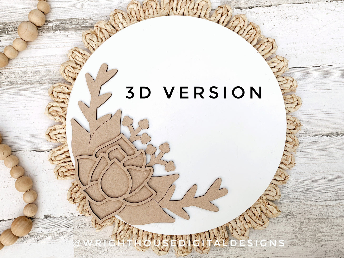 Beauty Rose and Thorns Valentine Door Hanger Round - Floral Sign Making and DIY Kits - Cut File For Glowforge Laser - Digital SVG File