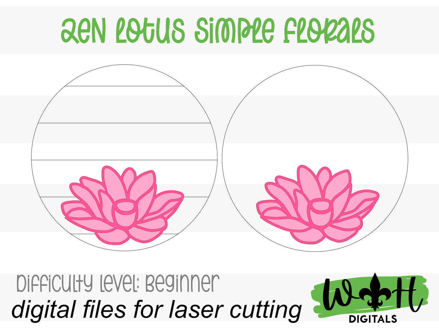 Lotus Flower Simple Floral Shelf Sitter Sign - Round Sign Making and DIY Kits - Beginner Cut File For Glowforge Lasers - Digital SVG File