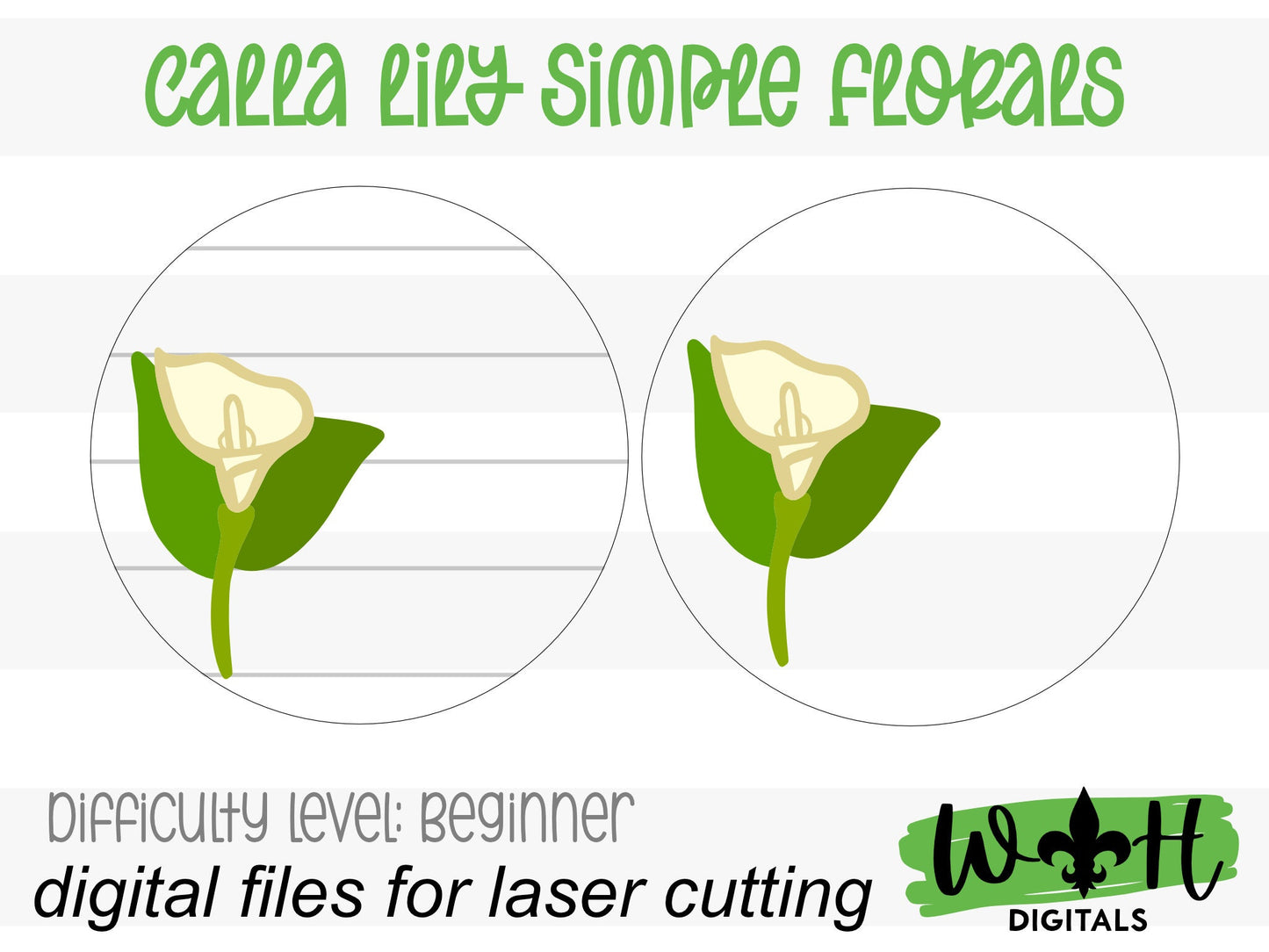 Calla Lily Simple Floral Shelf Sitter Sign - Round Sign Making and DIY Kits - Beginner Cut File For Glowforge Lasers - Digital SVG File