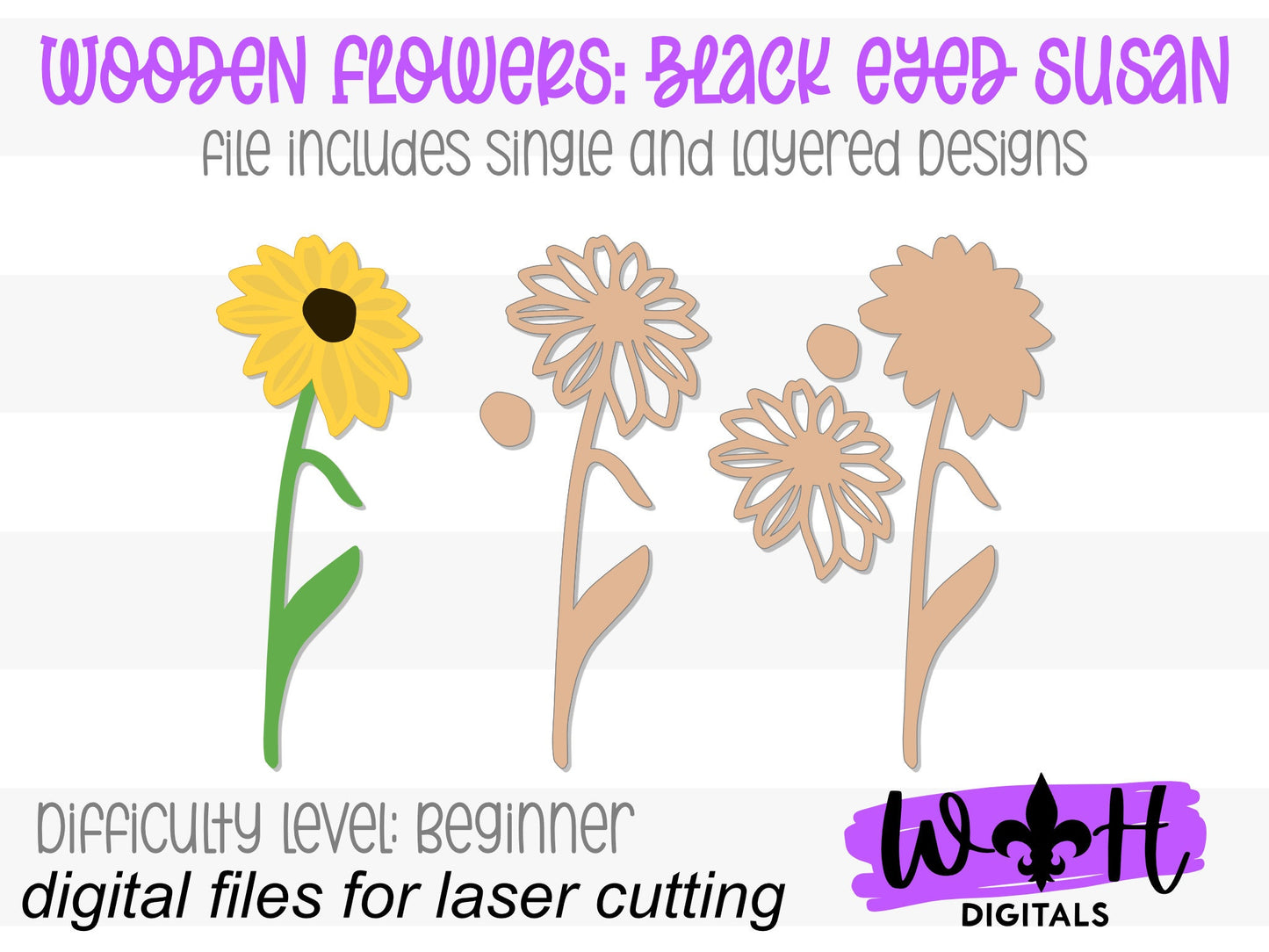 Black Eyed Susan Wood Laser Cut Flower - Simple Diy Florals For Bouquets - Files for Sign Making - SVG Cut File For Glowforge - Digital File