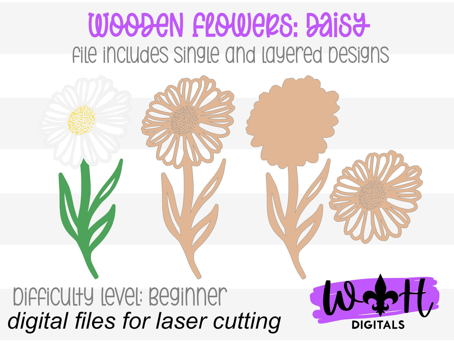 Daisy Wooden Laser Cut Flowers - Simple Diy Florals For Bouquets - Files for Sign Making - SVG Laser Cut File For Glowforge - Digital File