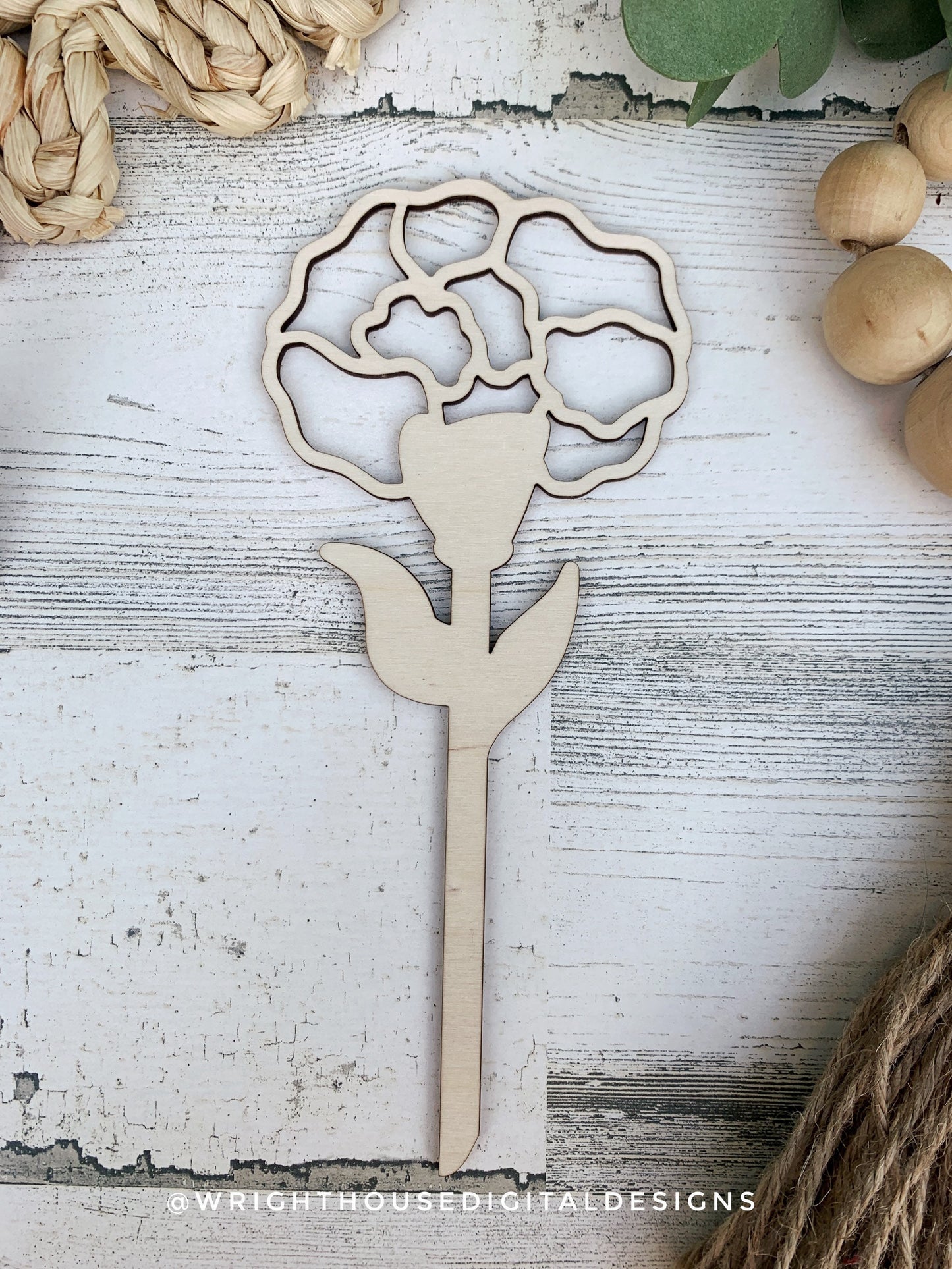 Carnation Wooden Laser Cut Flowers - Simple Diy Florals For Bouquets - Files for Sign Making - SVG Cut File For Glowforge - Digital File