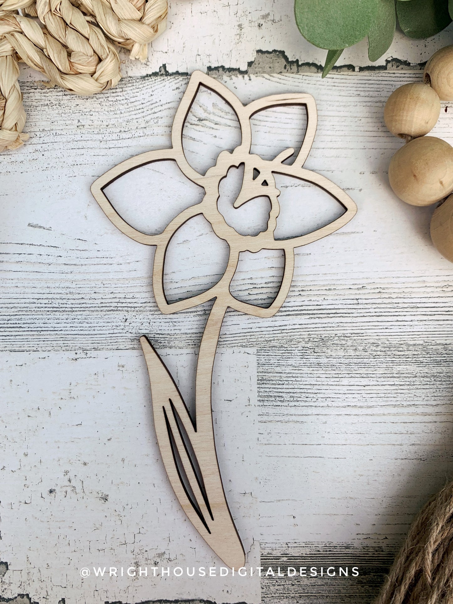 Daffodil Wooden Laser Cut Flowers - Simple Diy Florals For Bouquets - Files for Sign Making - SVG Cut File For Glowforge - Digital File