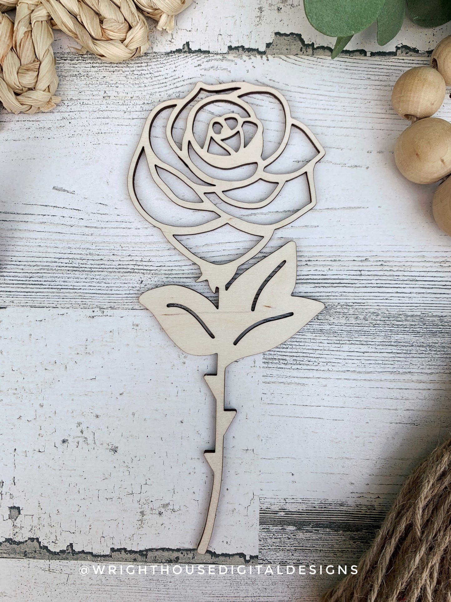 Rose Two Wooden Laser Cut Flowers - Simple Diy Florals For Bouquets - Files for Sign Making - SVG Cut File For Glowforge - Digital File