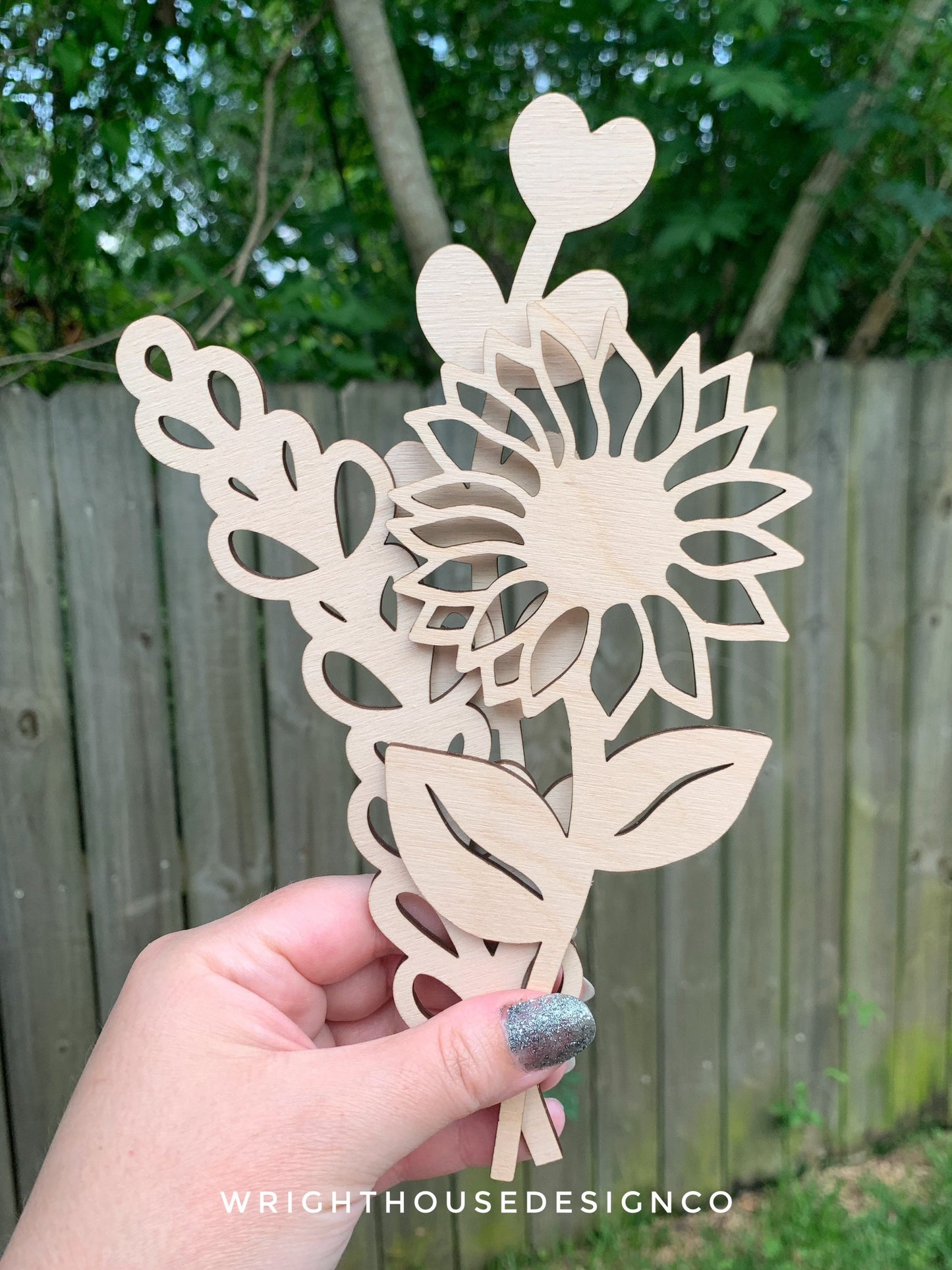 Sunflower Wooden Laser Cut Flowers - Simple Diy Florals For Bouquets - Files for Sign Making - SVG Cut File For Glowforge - Digital File