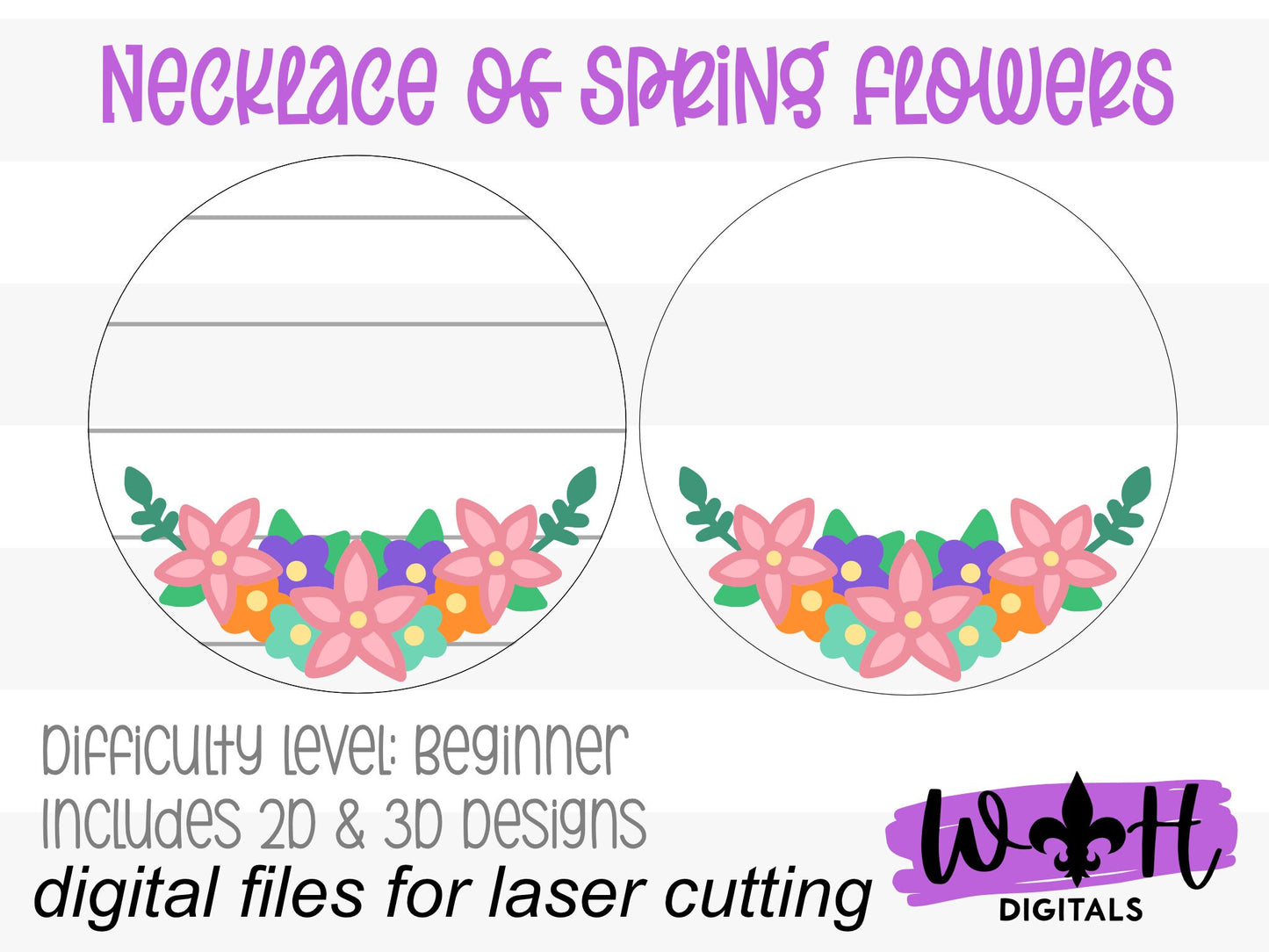 A Necklace of Spring Flowers Round Door Hanger - Spring Floral Sign Making and DIY Kits - Cut File For Glowforge Laser - Digital SVG File