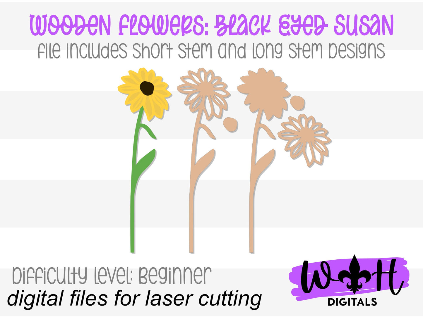 Black Eyed Susan Wood Laser Cut Flower - Simple Diy Florals For Bouquets - Files for Sign Making - SVG Cut File For Glowforge - Digital File