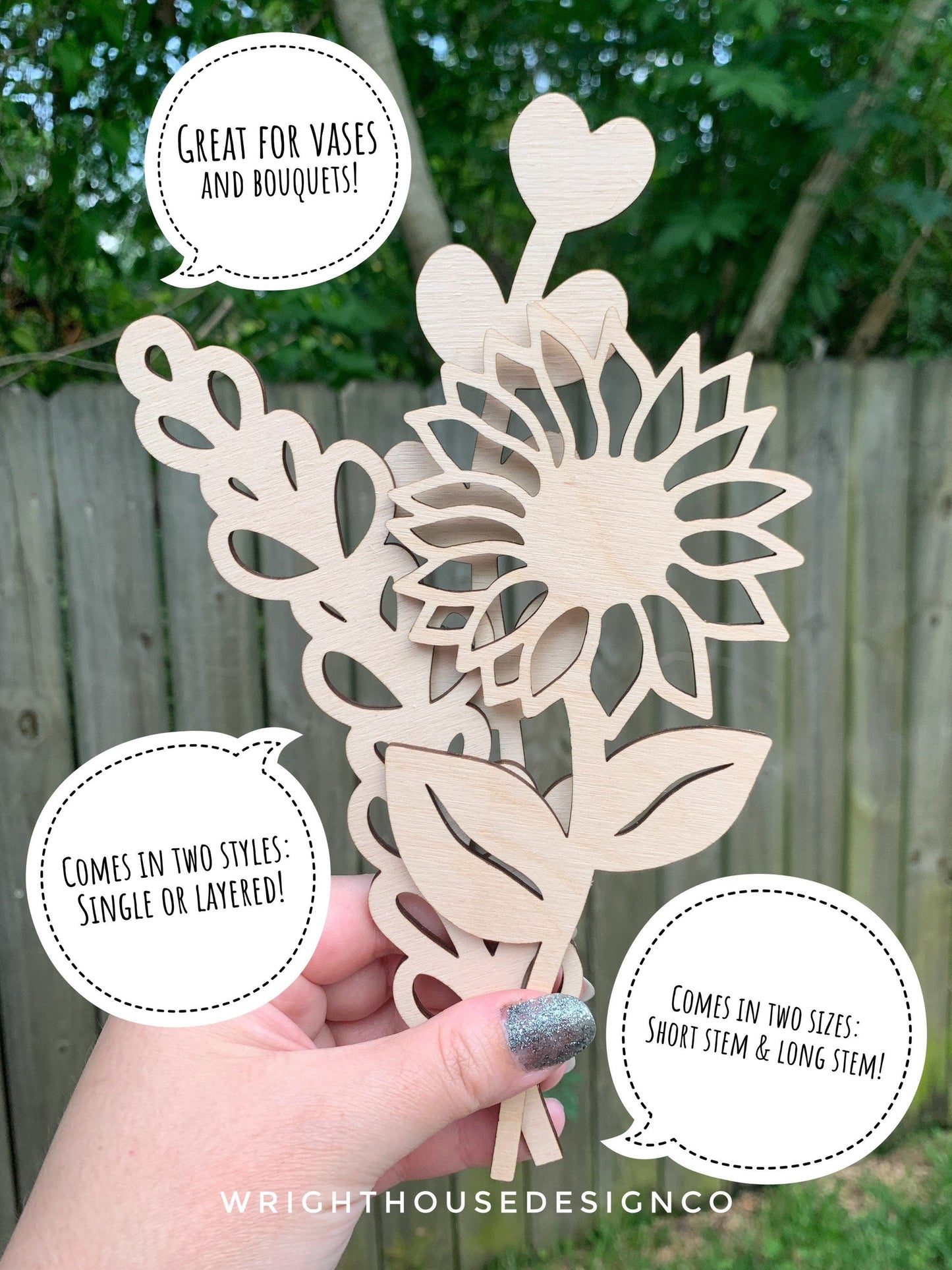 Full Laser Cut Flower Bundle - Simple Diy Florals For Bouquets - Files for Sign Making - SVG Cut File For Glowforge - Digital File