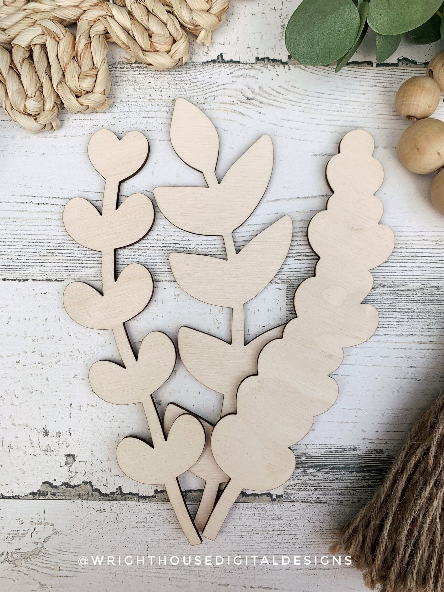 Greenery Wooden Laser Cut Flowers - Simple Diy Florals For Bouquets - Files for Sign Making - SVG Cut File For Glowforge - Digital File