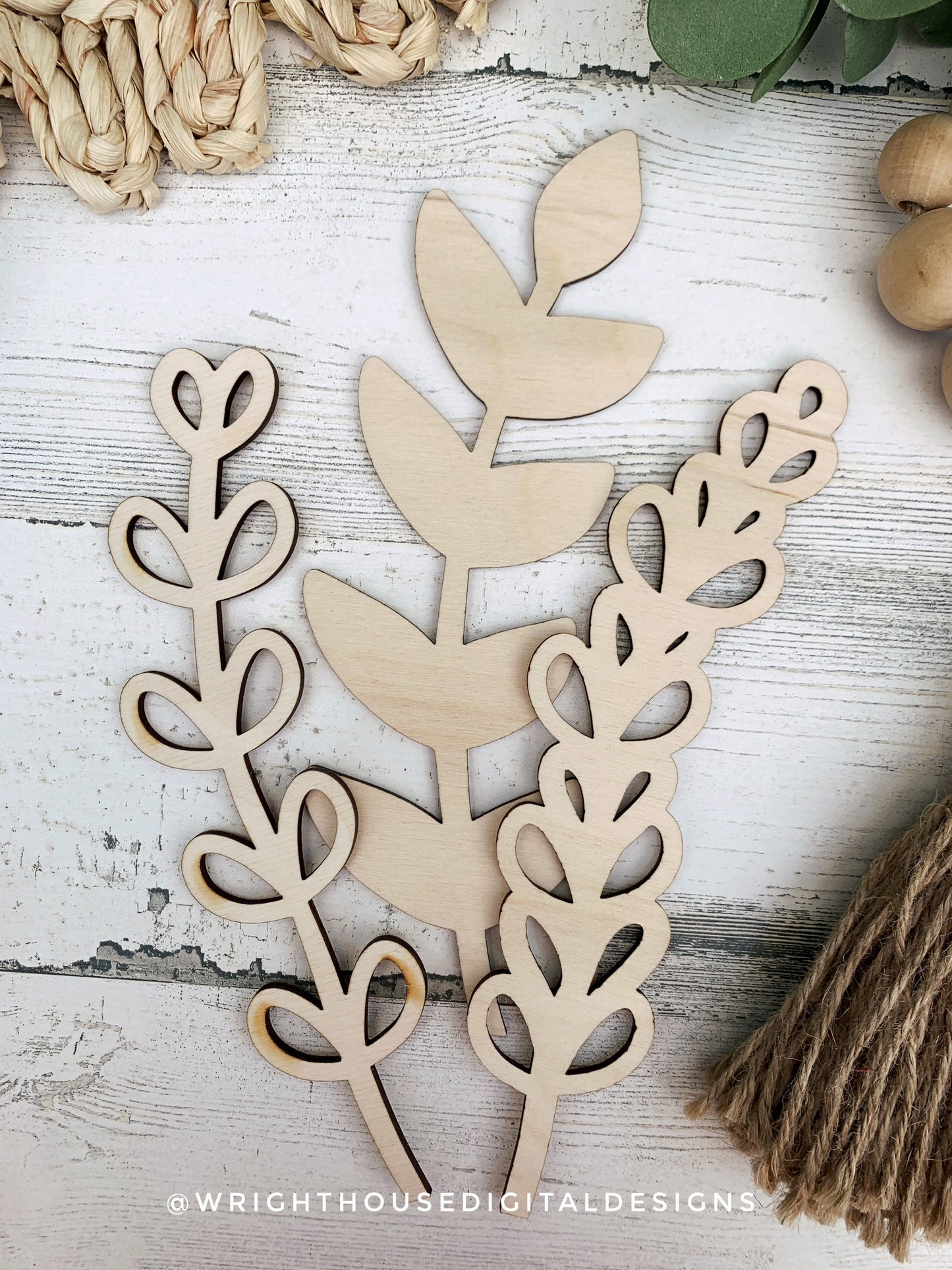 Greenery Wooden Laser Cut Flowers - Simple Diy Florals For Bouquets - Files for Sign Making - SVG Cut File For Glowforge - Digital File