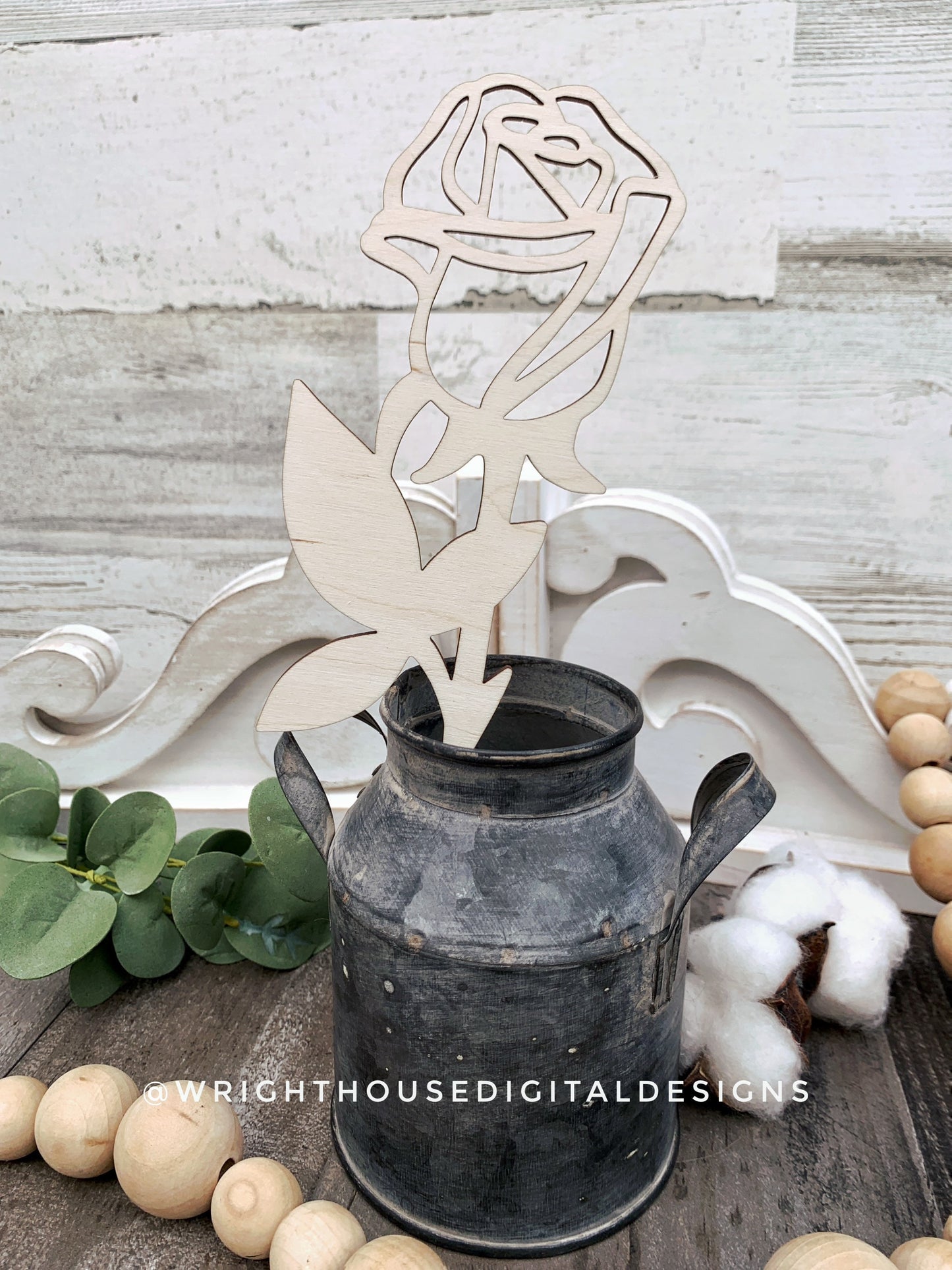 Rosebud Wooden Laser Cut Flowers - Simple Diy Florals For Bouquets - Files for Sign Making - SVG Cut File For Glowforge - Digital File