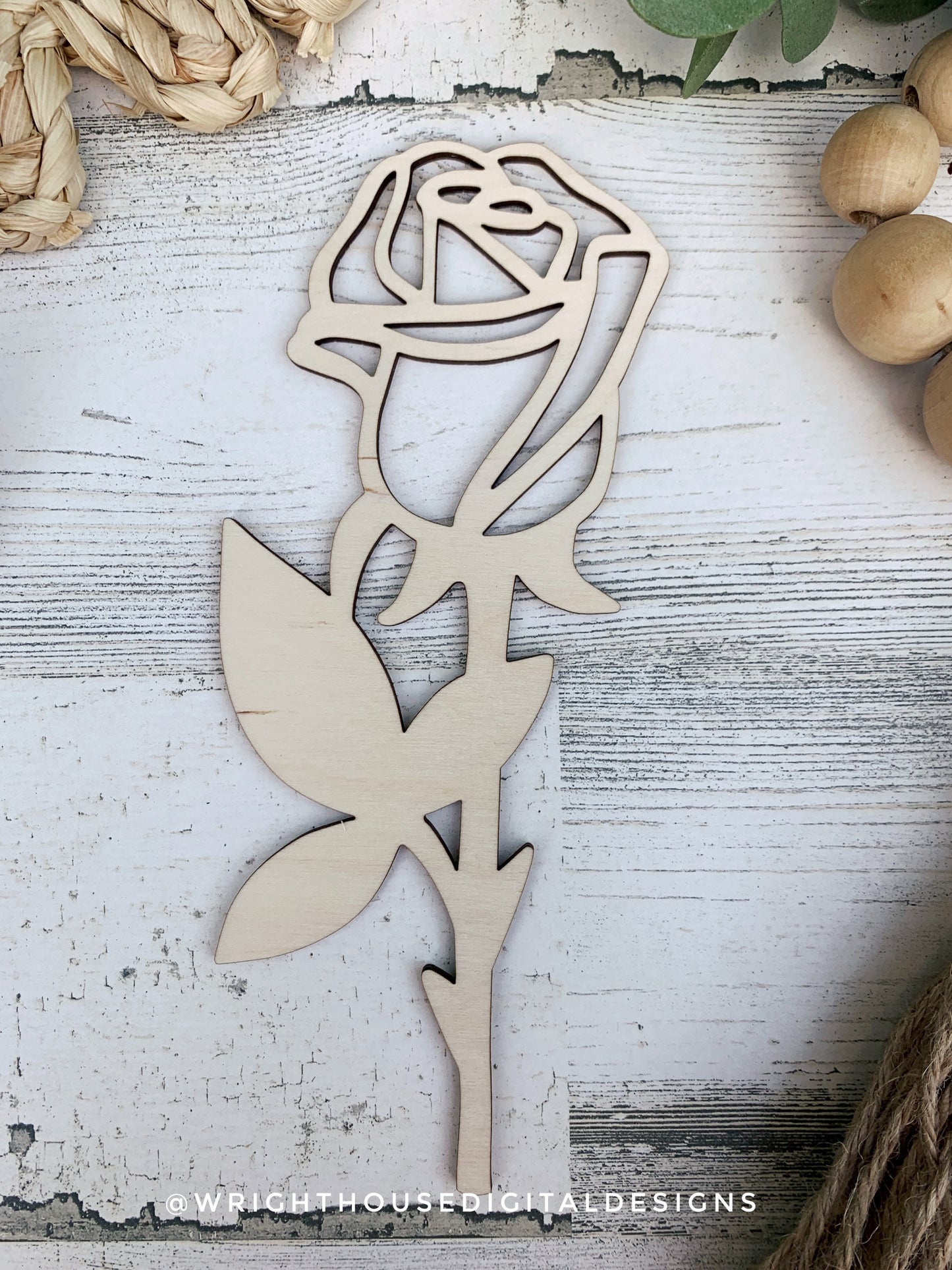 Rosebud Wooden Laser Cut Flowers - Simple Diy Florals For Bouquets - Files for Sign Making - SVG Cut File For Glowforge - Digital File