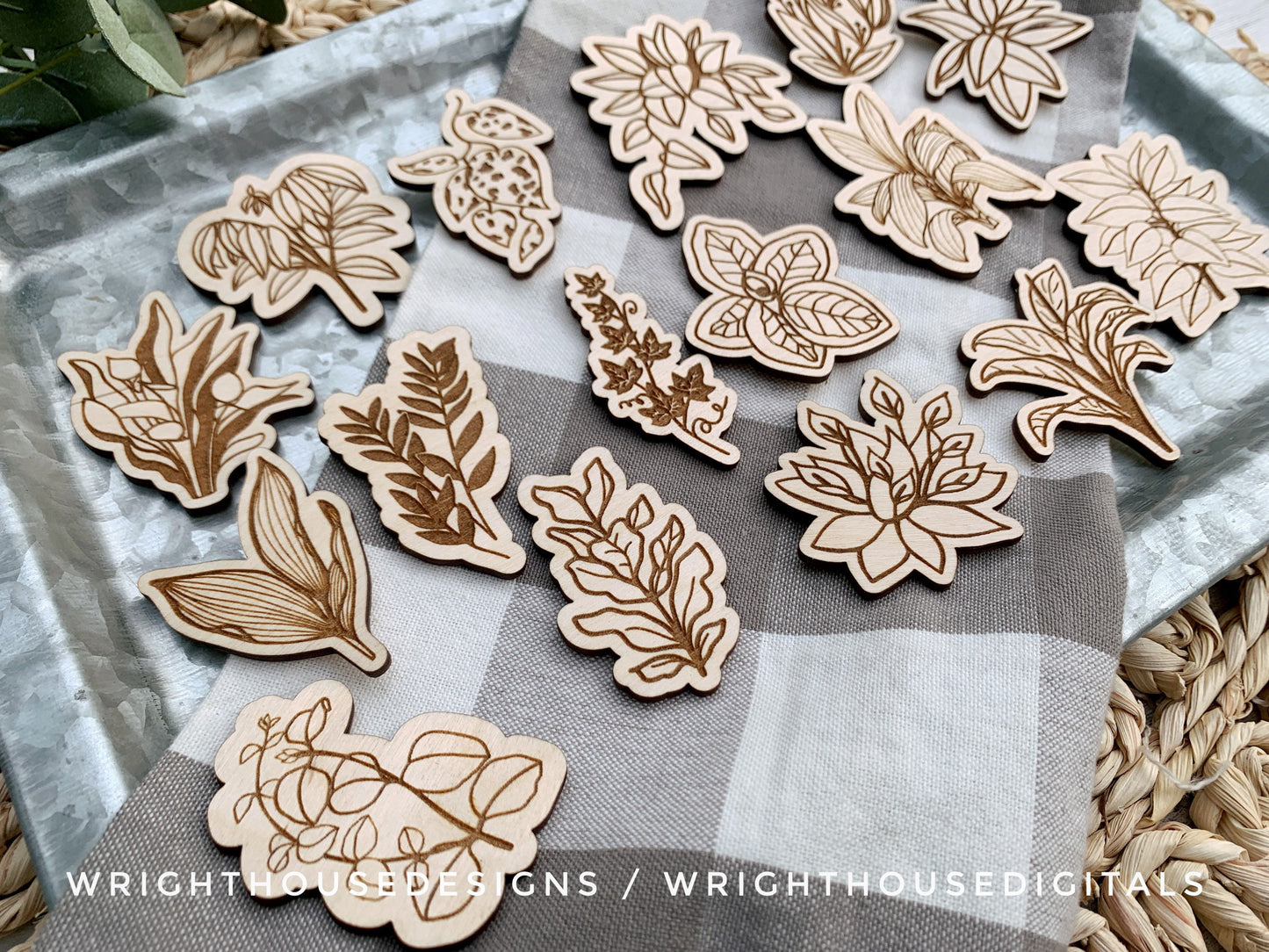 House Plant Magnets Scrap Busters - Handdrawn Tiered Tray Decor and DIY Kits - Beginner File For Glowforge Laser - Digital SVG File