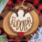 Reindeer Name Wood Slice Rustic Christmas Layered Ornament Set - Quick Cut and Engrave - Cut File For Glowforge Lasers - Digital SVG File