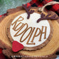 Reindeer Name Wood Slice Rustic Christmas Layered Ornament Set - Quick Cut and Engrave - Cut File For Glowforge Lasers - Digital SVG File