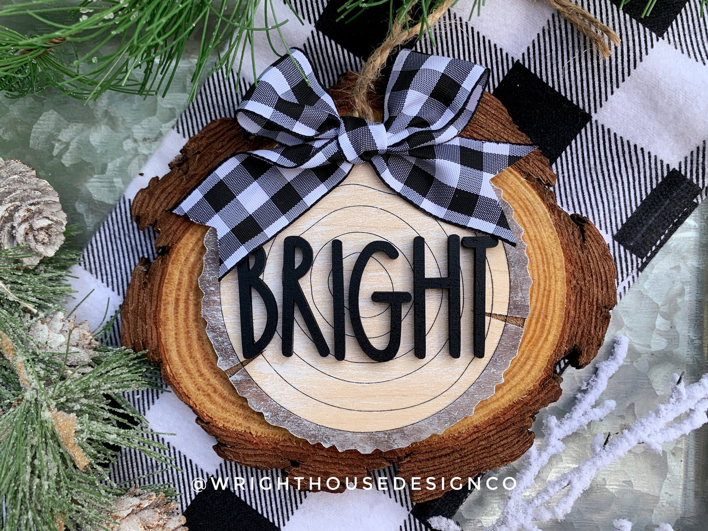 Dunn Rustic Farmhouse Christmas Wood Slice Ornament Bundle - Quick Cut and Score - Cut File For Glowforge Lasers - Digital SVG File