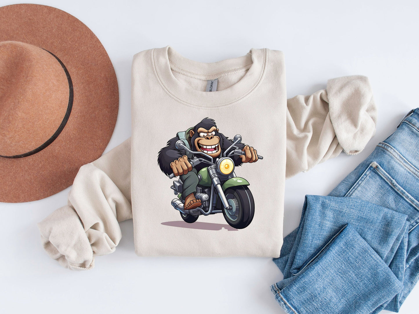 Born to Ride: Gorilla Biker Sublimation Design for Motorcycle Enthusiasts