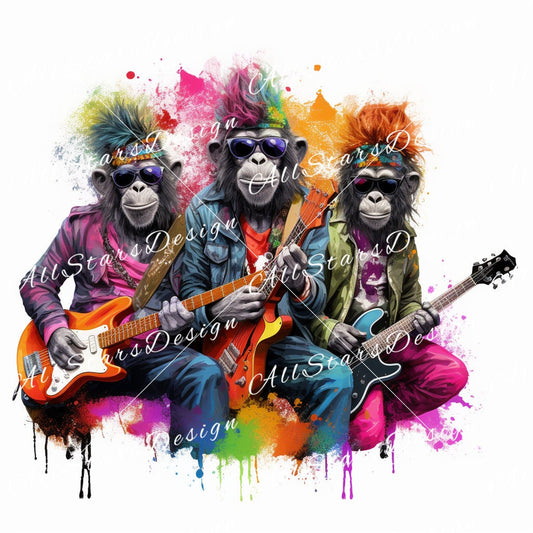 The Melody Monkeys Sublimation Design: Whimsical Music Lovers Graphic for Apparel, T-Shirts, Crafts