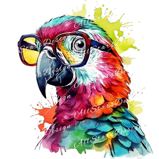 Playful Parrot Palette: Vibrant Sublimation Clip Art for Artistic Expressions